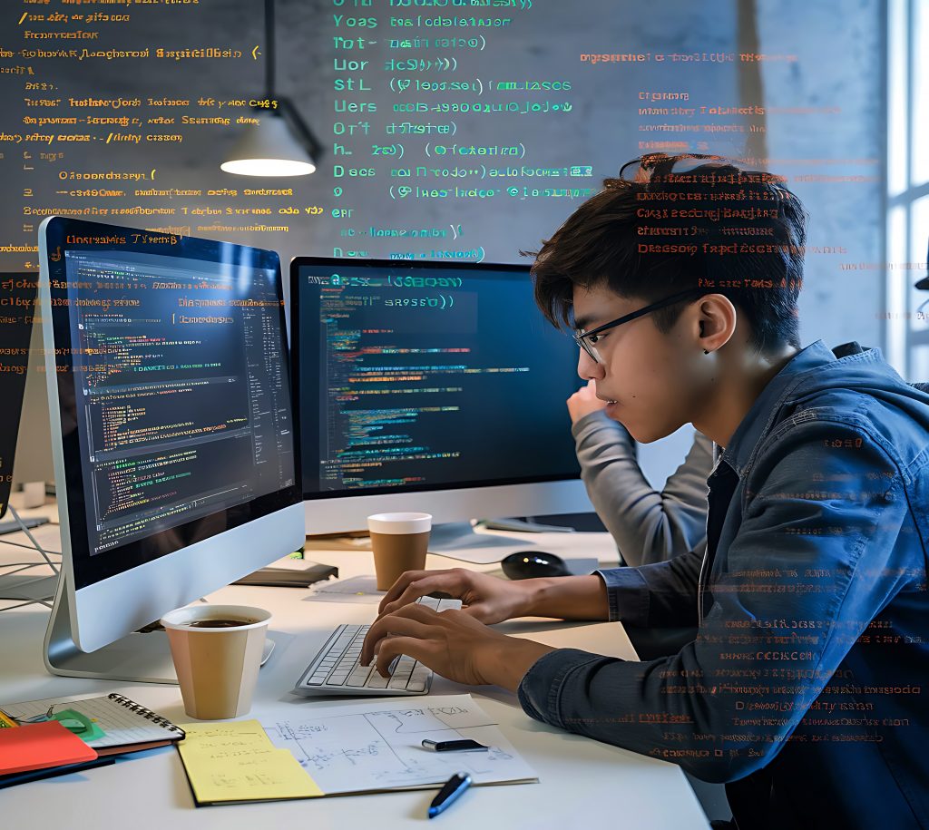IT engineer working with his PC